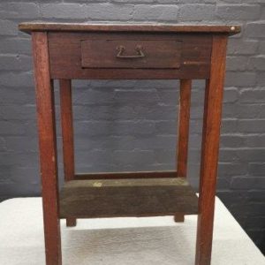 Small Antique Wooden Side Table Night Stand With Drawer/Bottom Shelf