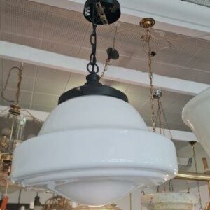 Old School house White pendant on Black carrier