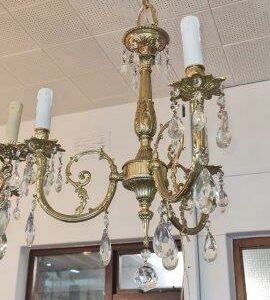3-arm Victorian Style Brass & Crystal Chandelier