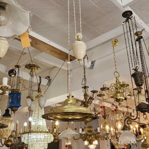 Single Brass Rise and Fall with Brass shade