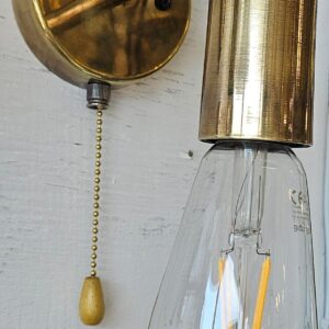Short Brass Wall Light with Pull Switch