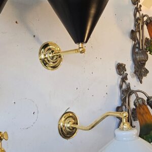 Black cone brass straight arm Wall Light